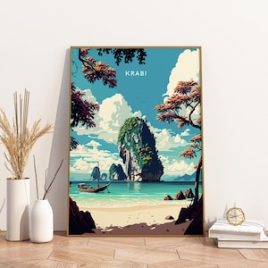 Krabi Thailand Travel Print Poster Poster Travel Poster, Krabi Thailand Travel Print Poster Wall Art Print, Poster Vintage Travel Decor