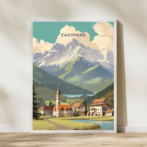 Zakopane Poland Print Poster | Travel Artwork | Retro Vintage | Wall Art Deco | Gift Ideas | Wedding Gift