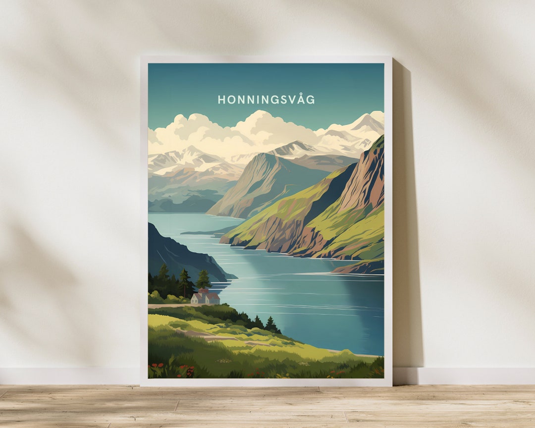 Honningsvåg Norway Print Poster Travel Artwork Retro Vintage Wall Art