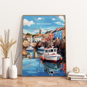 Mevagissey Cornwall England UK voyage impression affiche affiche voyage affiche, Mevagissey Cornwall Angleterre voyage voyage impression affiche impression d&#39;art mural,