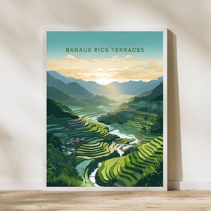 Banaue Rice Terraces Philippines Travel Print Poster Poster Travel Poster, Banaue Rice Terraces Philippines Travel Print Poster Wall Art Pri