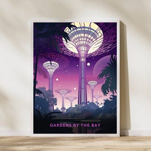Gardens by the Bay Singapore Travel Poster Artwork Artwork Travel Poster, Gardens by the Bay Singapore Travel Poster Artwork Wall Art Print,
