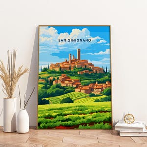San Gimignano Tuscany Italy Travel Print Poster Poster Travel Poster, San Gimignano Tuscany Italy Travel Print Poster Wall Art Print, Poster