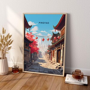 Pingyao China Travel Print Poster Poster Travel Poster, Pingyao China Travel Print Poster Wall Art Print, Poster Vintage Travel Decor