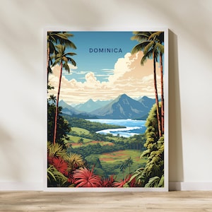 Dominica Karibik Reise-Print Poster Reiseplakat Reiseplakat, Dominica Karibik Reise-Print Poster Wand Kunst Druck, Plakat Vintage Reise De