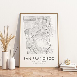 San Francisco California USA City Map Print Poster Poster Travel Poster, San Francisco California USA City Map Print Poster Wall Art Print,