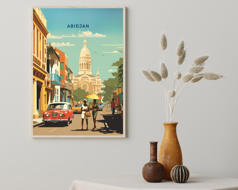 Abidjan Côte D'ivoire Ivory Coast Print Poster Travel Artwork Retro