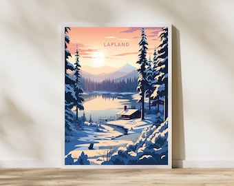 Lapland Finland Travel Print Poster Poster Travel Poster, Lapland Finland Travel Print Poster Wall Art Print, Poster Vintage Travel Decor