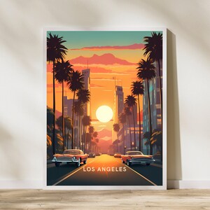 Póster de viaje de Los Ángeles Sunset Strip, EE. UU., impresión de arte de pared, póster de viaje, póster de viaje de Los Ángeles Sunset Strip, EE. UU., impresión de arte de pared, póster de viaje
