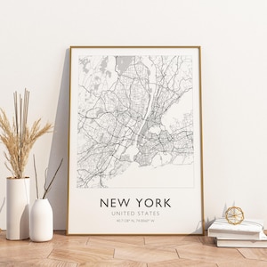 New York USA City Map Print Poster Poster Travel Poster, New York USA City Map Print Poster Wall Art Print, Poster Vintage Travel Decor