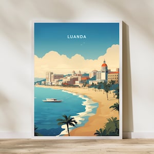 Póster de viaje de Luanda, Angola. Impresión artística de pared. Póster vintage de viaje.