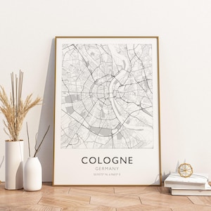 Cologne Germany City Map Print Poster Poster Travel Poster, Cologne Germany City Map Print Poster Wall Art Print, Poster Vintage Travel Deco