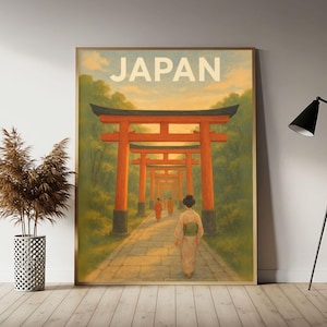 Japan (Fushimi Inari Taisha) Travel Poster, Japan Wall Art Print,  Vintage Travel Decor