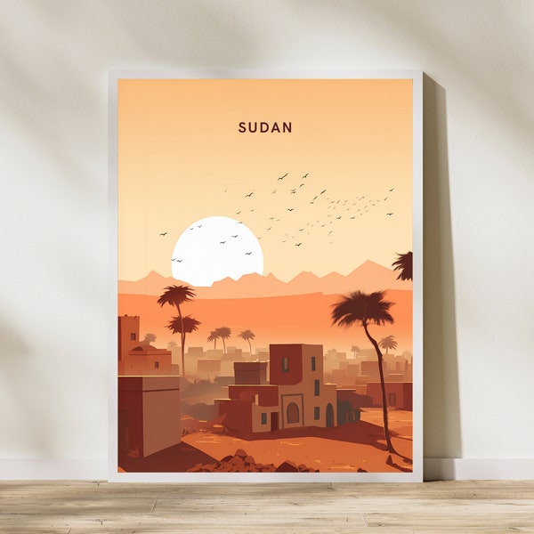 Sudan Africa Print Poster | Travel Artwork | Retro Vintage | Wall Art Deco | Gift Ideas | Wedding Gift