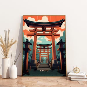 Kyoto Fushimi Inari Shrine Japan Poster Artwork Artwork Travel Poster, Kyoto Fushimi Inari Shrine Japan Poster Artwork Wall Art Print, Artwo