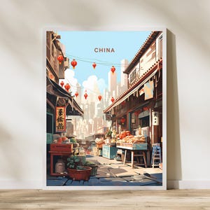 China Local Market Travel Print Poster Poster Travel Poster, China Local Market Travel Print Poster Wall Art Print, Poster Vintage Travel De