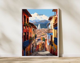 Quito Ecuador Print Poster | Travel Artwork | Retro Vintage | Wall Art Deco | Gift Ideas | Wedding Gift