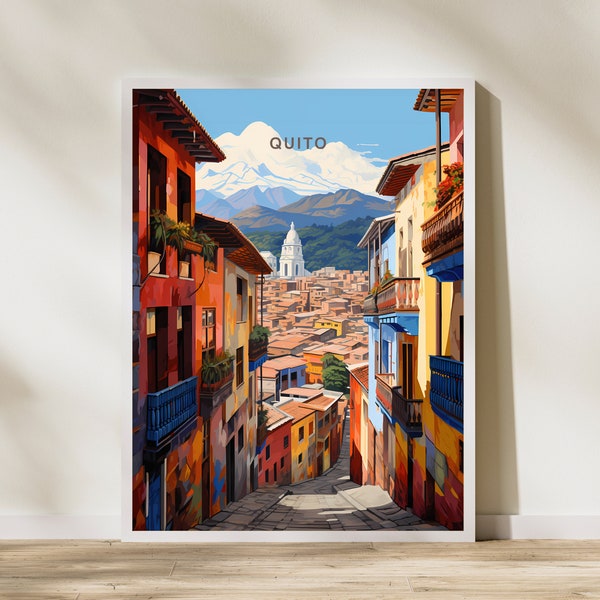 Quito Ecuador Druck Poster | Reise Kunstwerk | Retro Vintage | Wand Art Deco | Geschenkideen | Hochzeitsgeschenk