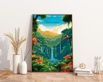 Póster de viaje a Costa Rica, póster de viaje, póster de viaje a Costa Rica, impresión de arte mural, póster de viaje vintage, decoración de viaje.