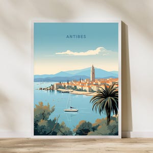 Affiche de voyage Antibes France, affiche de voyage, Antibes France, affiche de voyage, impression d'art mural, affiche de voyage vintage