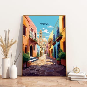 Puebla Mexico Travel Print Poster Poster Travel Poster, Puebla Mexico Travel Print Poster Wall Art Print, Poster Vintage Travel Decor