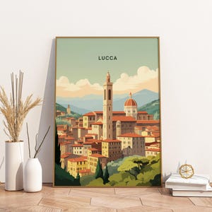 Lucca Italië reisafdruk poster poster reisposter, Lucca Italië reisafdruk poster kunst aan de muur, poster vintage reisdecor