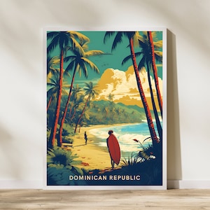 Dominican Republic Travel Poster Artwork | Beaches | Retro Print | Vintage Artwork | Wall Art Deco