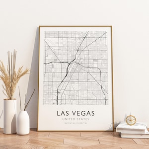 Carte de la ville de Las Vegas, Nevada, États-Unis, affiche imprimée, affiche de voyage, Las Vegas, Nevada, États-Unis, carte de la ville, impression, affiche, art mural, Pri