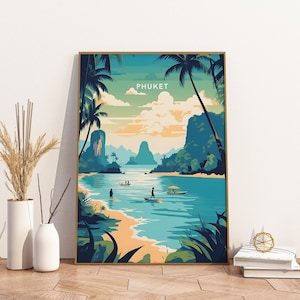 Phuket Thailand Travel Poster Artwork Artwork Travel Poster, Phuket Thailand Travel Poster Artwork Wall Art Print, Artwork Vintage Travel De