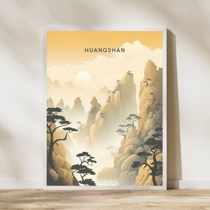 Huangshan Yellow Mountains China Travel Print Poster Poster Travel Poster, Huangshan Yellow Mountains China Travel Print Poster Wall Art Pri