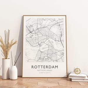 Mapa da cidade de Roterdã, Holanda, pôster de viagem, pôster de mapa da cidade de Roterdã, Holanda, pôster de arte de parede, pôster vintage