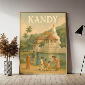 Kandy Sri Lanka Travel Poster, Kandy Wall Art Print,  Vintage Travel Decor