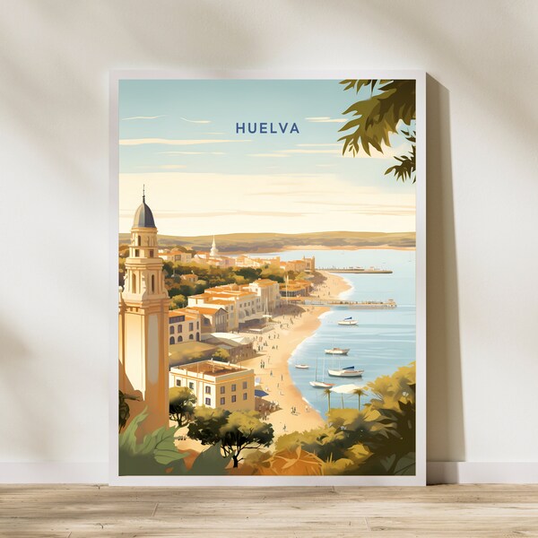 Huelva Spain Print Poster | Travel Artwork | Retro Vintage | Wall Art Deco | Gift Ideas | Wedding Gift