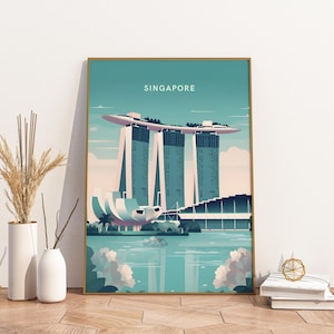 Singapore Travel Poster Artwork Artwork Travel Poster, Singapore Travel Poster Artwork Wall Art Print, Artwork Vintage Travel Decor
