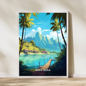 Bora Bora French Polynesia Travel Print Poster Poster Travel Poster, Bora Bora French Polynesia Travel Print Poster Wall Art Print, Poster V