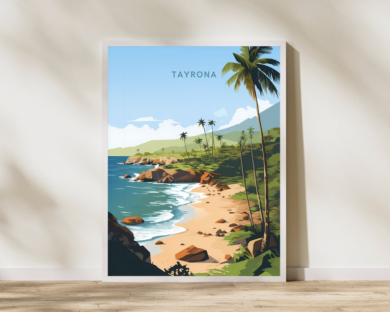 Tayrona National Park Colombia Print Poster Travel Artwork Retro