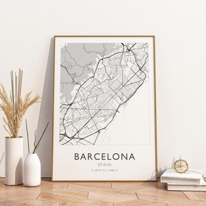 Barcelona Spanien Stadt Karte Druck Poster Poster Reise Poster, Barcelona Spanien Stadt Karte Druck Poster Wand Kunst Druck, Poster Vintage Reise Deko