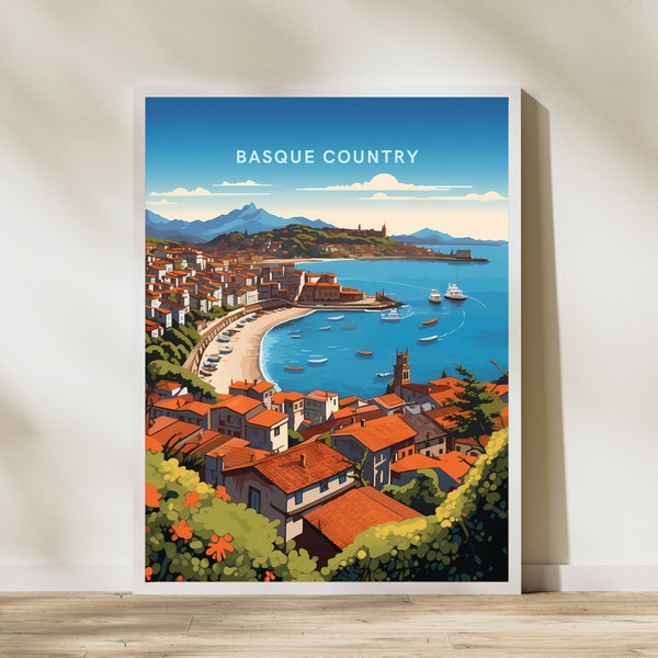 Basque Country Spain Print Poster | Travel Artwork | Retro Vintage | Wall Art Deco | Gift Ideas | Wedding Gift