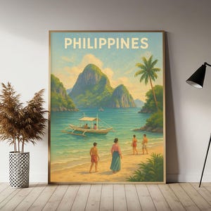 Philippines (Playa Tropical de El Nido) Travel Poster, Philippines Wall Art Print,  Vintage Travel Decor