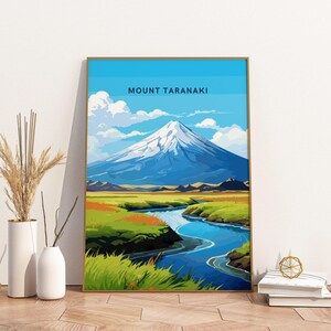 Mount Taranaki New Zealand Travel Print Poster Poster Travel Poster, Mount Taranaki New Zealand Travel Print Poster Wall Art Print, Poster V