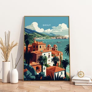 Sicily Italy Travel Print Poster Poster Travel Poster, Sicily Italy Travel Print Poster Wall Art Print, Poster Vintage Travel Decor