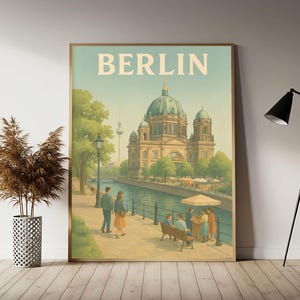 Berlin (Cathedral) Germany Travel Poster, Berlin Wall Art Print,  Vintage Travel Decor