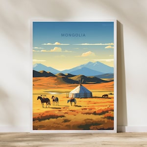 Mongolia Travel Print Poster Poster Travel Poster, Mongolia Travel Print Poster Wall Art Print, Poster Vintage Travel Decor
