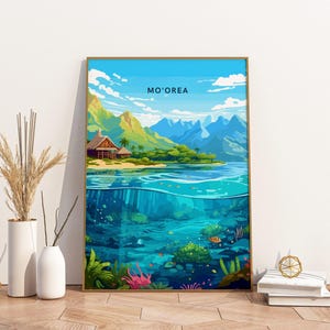 Tropische Gelassenheit von Mo'orea Französisch-Polynesien Reise-Druck Poster Poster Reiseplakat, Tropische Gelassenheit von Mo'orea Französisch-Polynesien Reisen