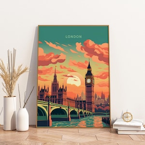 London England England Travel Poster, London England Wall Art Print, England Vintage Travel Decor