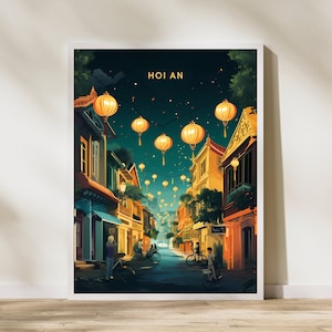 Hoi An at Night Vietnam Travel Print Poster Poster Travel Poster, Hoi An at Night Vietnam Travel Print Poster Wall Art Print, Poster Vintage