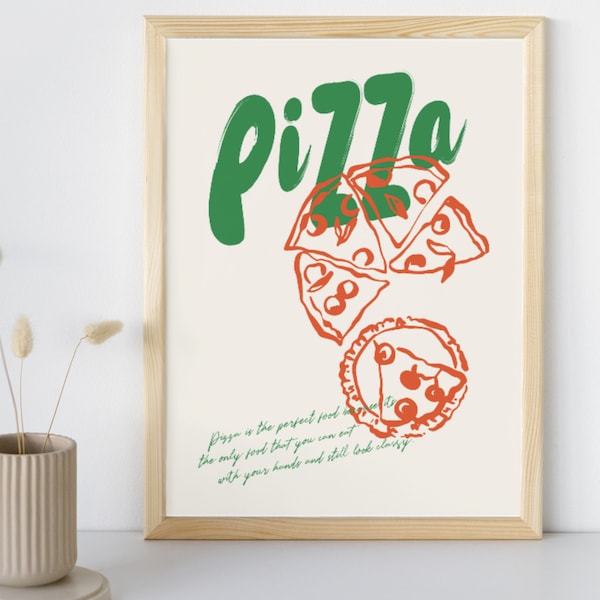 Pizza Perfect Illustrated Food Print Poster | Wall Art Deco | Gift Ideas | Wedding Gift