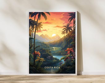 Póster de viaje a Costa Rica, póster de viaje, póster de viaje a Costa Rica, impresión de arte mural, póster de viaje vintage, decoración de viaje.