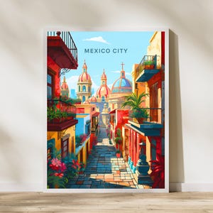 Affiche de voyage de Mexico, affiche de voyage, affiche de voyage de Mexico, impression d&#39;art mural, affiche de voyage vintage