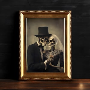 Boda gótica, Romance oscuro, Esqueletos románticos, Decoración oscura, Ocultismo gótico, Descarga digital Imprimible Dark Academia Wall Art